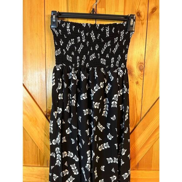 Fire Los Angeles Black White Pattern Strapless Zip Up Maxi Dress Size Small (890 - Picture 2 of 6